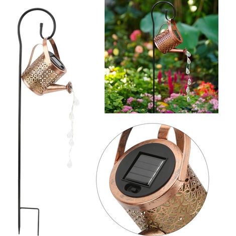Lampe solaire pour arrosoir, étanche IP65, à insérer dans le sol, lanterne pour arrosoir, économie d'énergie, lampe solaire de jardin en fer. (1/5)