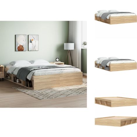 Bettgestell Sonoma-Eiche 140x200 cm - Bettes Gestell - Holzbettfassungen - Massivholzbette - Bettkasten - Doppelbett (1/5)