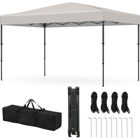 COSTWAY Gazebo Pop-up Pieghevole 365 x 225 cm, Gazebo da Giardino con Borsa Portatile, 9 Picchetti, 4 Corde Antivento, per Giardino, Feste e Barbecue (Beige) (1/5)