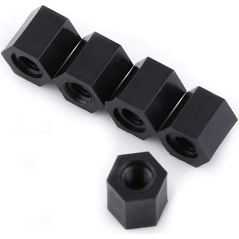 Lot de 100 entretoises filetées M3 femelle vers M3 femelle hexagonale 8 mm 10 mm 12 mm 15 mm nylon noir (8 mm) (1/2)