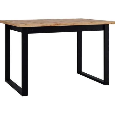 Mesa Victorville 378, Roble wotan + Negro, 79x80x120cm, Aglomerado laminado, Metal