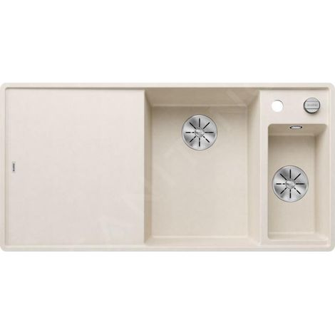 Evier Blanco Axia III 6S-F Silgranit avec planche en verre - BLANC SOFT - Egouttoir A gauche (1/5)