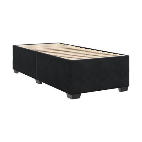 Cadre de lit et matelas noirs neigeux (80 × 200 cm, matière velours), velours doux et confortable, idéal chambre à coucher, style moderne, montage simple (1/5)