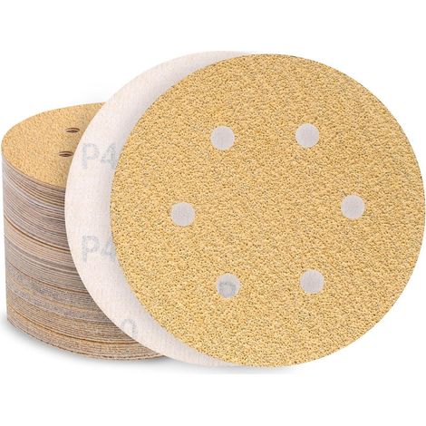 Schleifpapier 150mm Klett 70 Stück 40 Körnung 6 Loch P40-70 Stück (1/5)