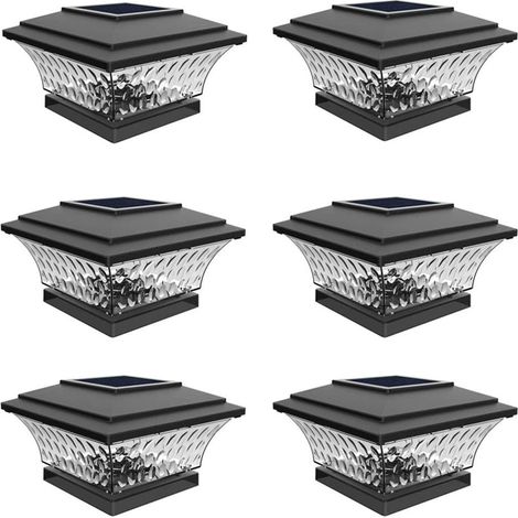 Set mit 6 wasserdichten Solarleuchten mit zwei Beleuchtungsoptionen für Garten, Terrasse, Patio und Hof (schwarz)