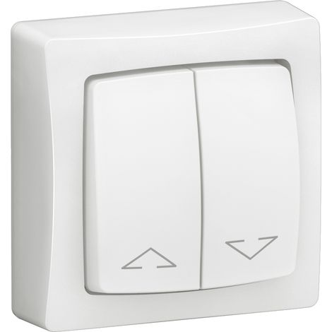 Doppio interruttore per tapparelle Apparecchiatura da incasso/esterno completa - bianco (1/2)