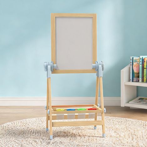 Chevalet double face en bois naturel avec tableau blanc (1/5)