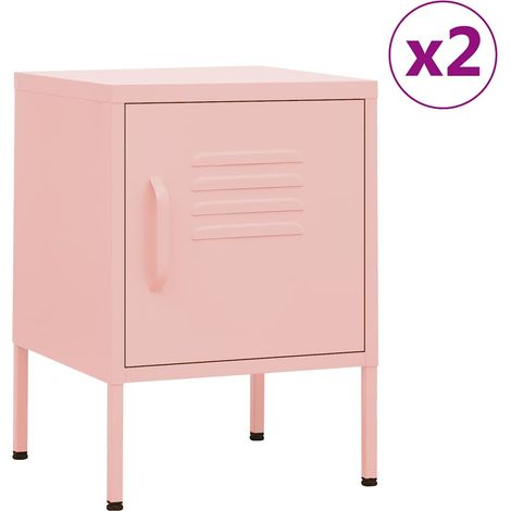 Lot de 2 Chevets Commodes de nuit - Tables d'appoint - Rose 35x35x51 cm Acier Chic-237868 (1/5)
