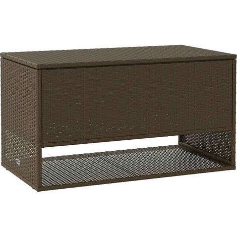 Coffre à coussins d'extérieur marron 100x55x55,5 cm polyrotin