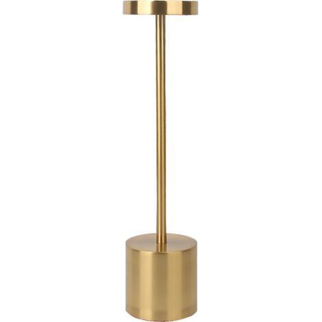 Wireless LED Table Lamp, Small Rechargeable Metal Desk Lamp, 2 Dimming Levels, Modern Hotel Restaurant Bedroom (Gold) (1/4)