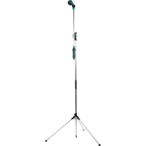 Douche extérieure 2-en-1 avec lance d’arrosage télescopique – Hauteur réglable 149-190cm – Pomme de douche à 180° – 3 modes d’arrosage
