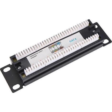 Panneau De Brassage - Cat6 - 8 Ports - Rack 1U 10 Pouces - RJ45 - Noir (1/5)