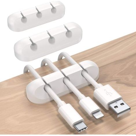 Set of 3 Cable Clips, Adhesive Silicone Holder, USB Cord Management, Home Office Storage (1/5)