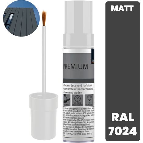 Pintura de retoque con pincel para frentes de muebles de cocina, gris grafito RAL 7024 mate. (1/5)