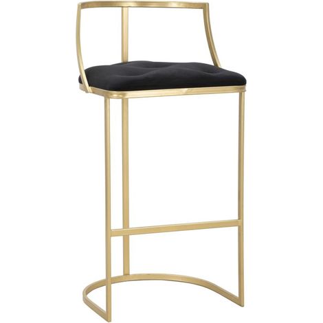 Sgabello da bar Istanbul in ferro dorato e velluto nero cm Ø45x90