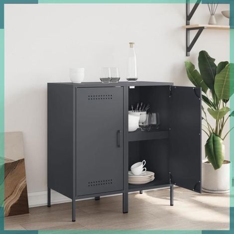 Buffet - 843017 - Anthracite acier - 36 x 39 x 79 cm - 1 porte, 2 compartiments (1/5)