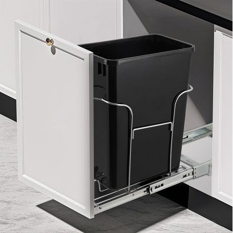 Tiroir coulissant sous évier pour poubelle – Support robuste, fermeture douce, poignée intégrée – Installation sous meuble cuisine – Capacité 30L (non incluse) (1/5)