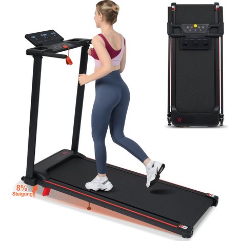 Tapis de Course Pliable avec Inclinaison 8 %, Vitesse 1 à 12 km/h, Moteur 3,0 HP, Charge Max 120 kg