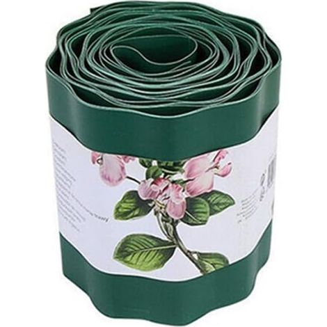 Bordure en plastique souple vert de 9 mètres de 10 cm, 15 cm, 20 cm de haut, bordure de pelouse pour séparer la pelouse et les parterres de fleurs (15 cm x 9 m) (1/5)