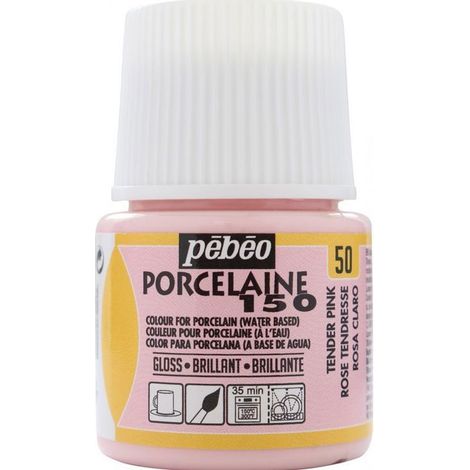 Peinture à l'eau brillante pour porcelaine - Rose tendresse - 45 ml (1/4)