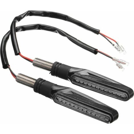 2 x Moto Clignotants LED Feux Indicateur Gauche + Droite 11x2.5cm-DELKEVIC (1/4)