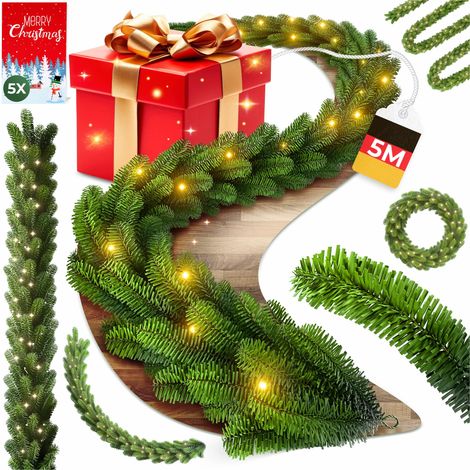 KESSER® Weihnachtsgirlande mit Beleuchtung 100 LED's - Weihnachtsbeleuchtung - In & Outdoor - Tannengirlande Weihnachtsdeko 5m / 100 LEDs (1/5)