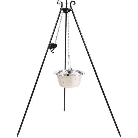 Trépied avec marmite traditionnelle hongroise 14l, 180cm, acier inox, CookKing, 121476 (1/3)