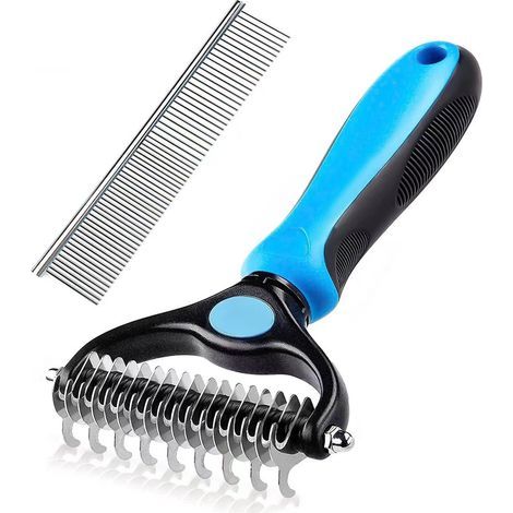 Brosse professionnelle pour chiens et chats à poils longs, râteau à double face, dents 17+9, élimine les nœuds, les bourres et les poils emmêlés-AquaForge (1/5)