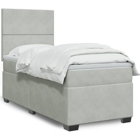 Boxspringbett mit Matratze Hellgrau 80x200 cm Samt