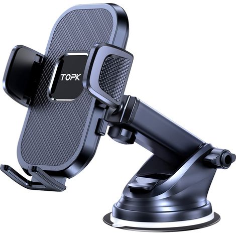 Support de téléphone pour voiture, support réglable avec rotation à 360° - Version 2023 améliorée avec coussinet adhésif résistant pour tableau de bord/pare-brise