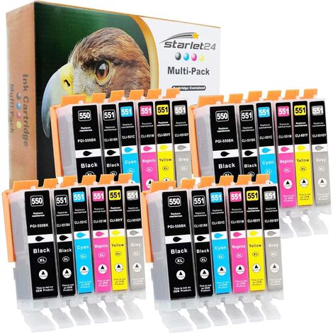 24X Cartouche Compatible pour Canon PGI- 550 CLI-551 550XL 551XL (1/5)
