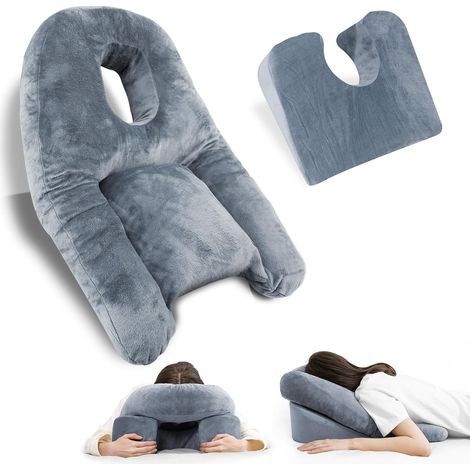 Oreiller Face vers Le Bas pour Dormir, Oreiller avec Trou pour la Récupération de la BBL ou de la Chirurgie oculaire, Coussin De Massage pour Lit, Oreillers Soutien Tête Retina (1/5)