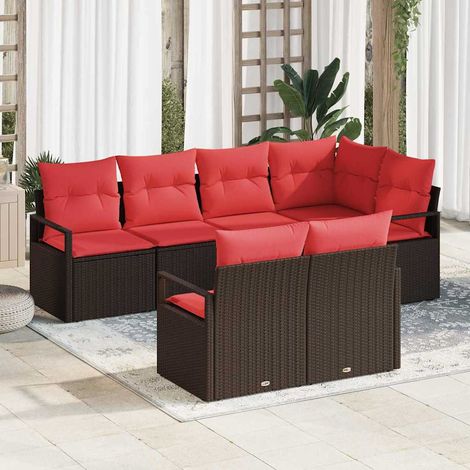 Sofa Set 7 pcs Braun Poly-Rattan (1/5)