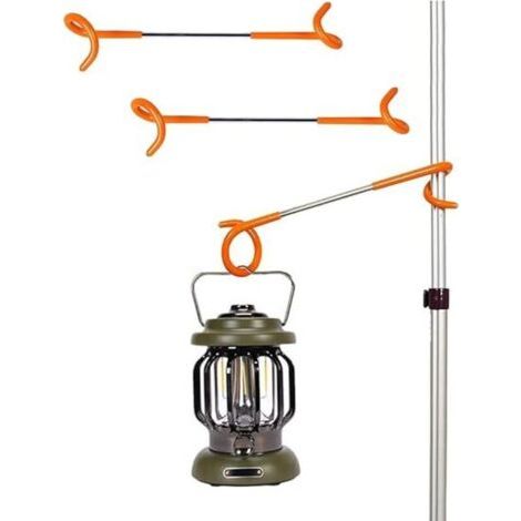 3Pcs Crochet de Lanterne pour Camping, Crochets de Lampe Suspension de Poteau de Tente, Crochets Support de Lanterne en Forme de S pour Jardin, Crochet en Métal à Deux Voies