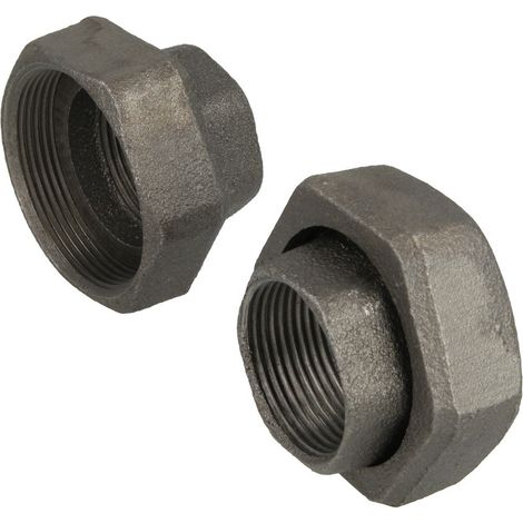 Le Sanitaire – Raccord radiateur pour circulateur chauffage 1 1/4'' FF x écrou à chapeau 2'' – Fonte malléable – 2 pièces
