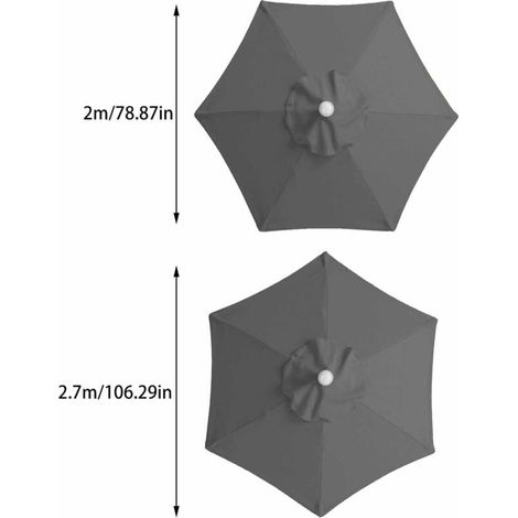 Toile de parasol de jardin extérieur, toile de parasol décalée à cadre en acier hexagonal, toile résistante aux UV diamètre 2 m/2,7 m (1/3)