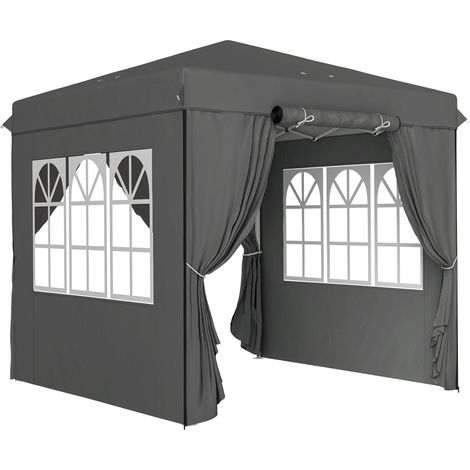 Pavillon 2,5 x 2,5 m, déperlant, robuste, pliable et résistant à l'hiver, protection UV 50+, tente de réception pliable, tente de jardin avec 4 panneaux latéraux et sac de rangement, pavillon de jardi (1/5)