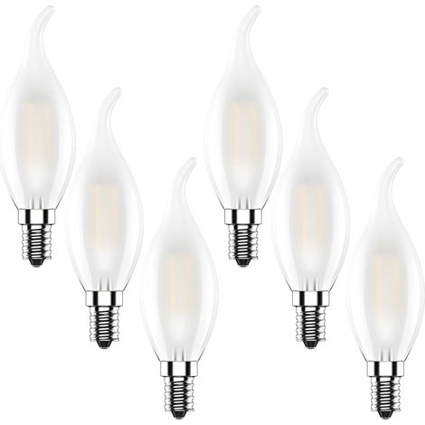 Ampoules LED Flamme,Forme de Bougie E14,3W équivalent 40W,éclairage Blanc Chaud 2700K,Lot de 6 (1/5)