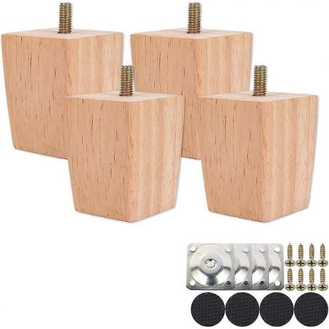 Pieds de canapé hauts, pieds de meubles en bois, ensemble de 4 pieds de canapé en bois massif pour remplacer les accoudoirs, les pieds de chaise et les pieds d'armoire. (1/4)