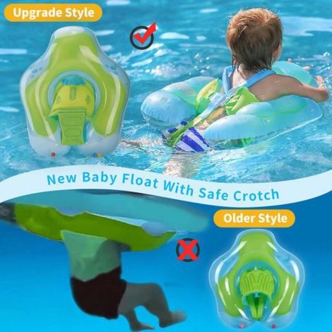 Bébé Bouée Flotteur Gonflable Bébé Anneau de Natation Gonflable Bébé Siège De Piscine avec Parasol Anti-UV Taille L Bleu-A3 (1/4)