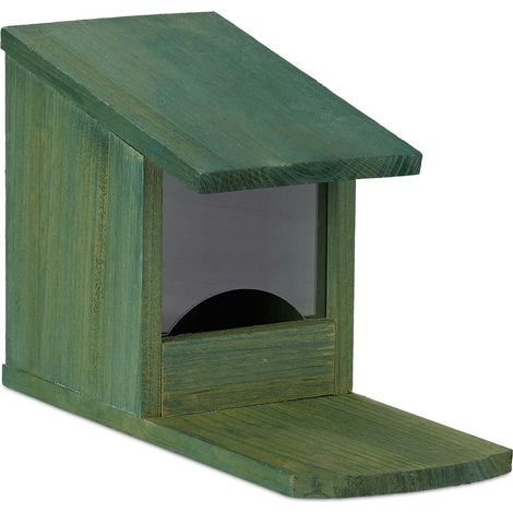 Mangiatoia per scoiattoli da appoggio giardino balcone 17,5 x 12 x 25 cm facile osservazione in legno naturale 130006928