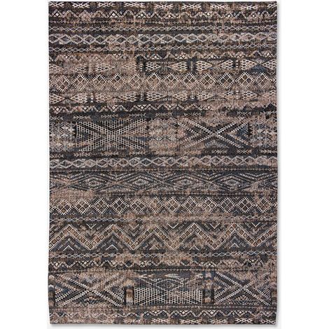 KILIM DESIGN – ANTIQUARISCHER KLASSISCHER TEPPICH – Hergestellt in Belgien  – Handveredelt – Natürliche Rutschfestigkeit – Baumwolle – Wolle – Schwarzes Rabat – 170 x 240 cm