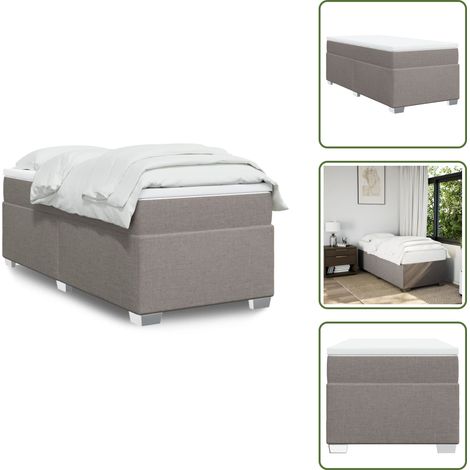 Sommier à lattes de lit avec matelas Taupe 90x190 cm Tissu - Lit Double - Lit Tapissier - Literie - Matelas À Ressorts Ensachés - Surmatelas (1/5)