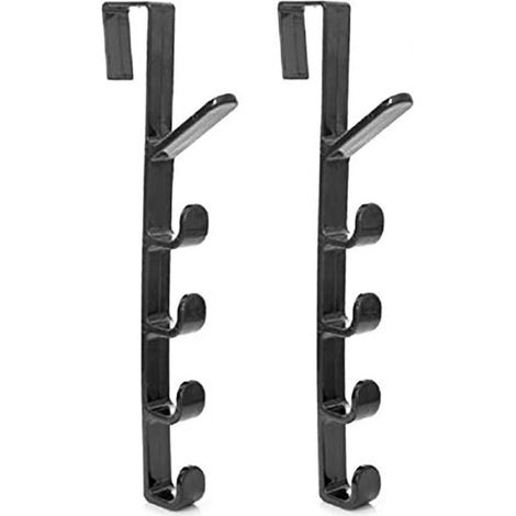 Ganci da porta a cinque livelli - scaffale portaoggetti - ganci per porta per zaini/borse - set da due pezzi - nero (1/5)