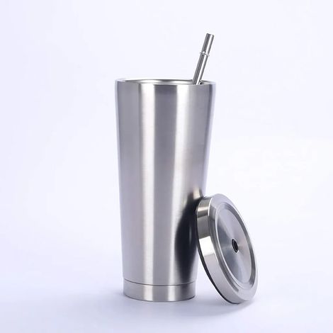 Gobelet en acier inoxydable 750ml/25oz, tasse isotherme sous vide pour café, bouteille de voyage, verre thermique avec paille et couvercle anti-fuite, idéal pour boissons glacées ou chaudes. (1/5)