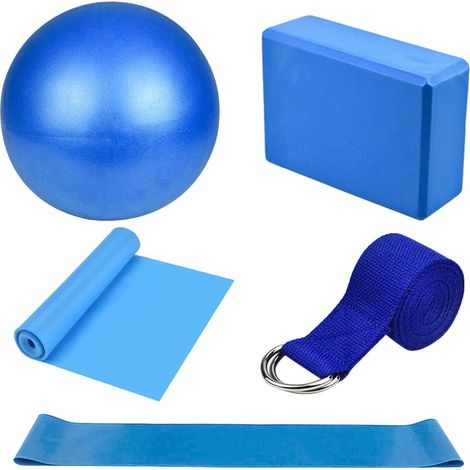 Yoga Blocks Yoga Kits Set of 5 Elastic Band Fitness Resistance Band Elastic Bodybuilding Long Strap Yoga Ball Fitness Yoga Block Set for Fitness Exercises Pilates Yoga (1/5)