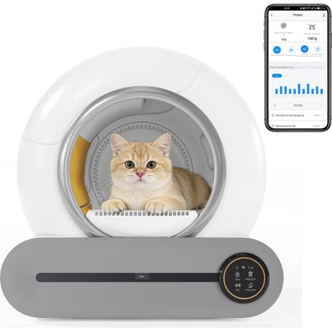 Armoire à litière automatique autonettoyante 65L pour plusieurs chats, nettoyage automatique, compatible avec différents types de litière, capteur infrarouge, élimination des odeurs