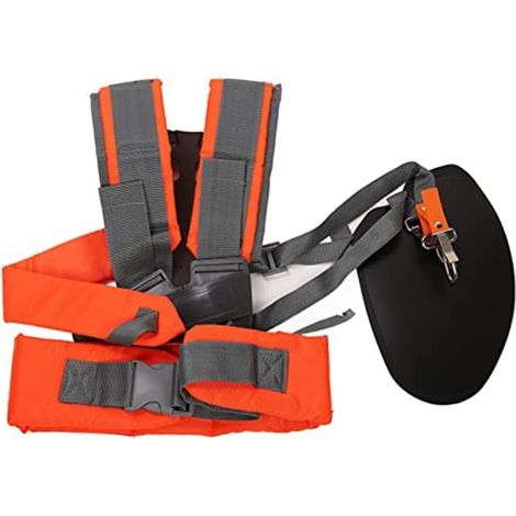 Harnais double bandoulière réglable pour débroussailleuse, tronçonneuse et débroussailleuse avec sangles larges rembourrées confortables en nylon et ajustement réglable pour homme et femme (1/5)