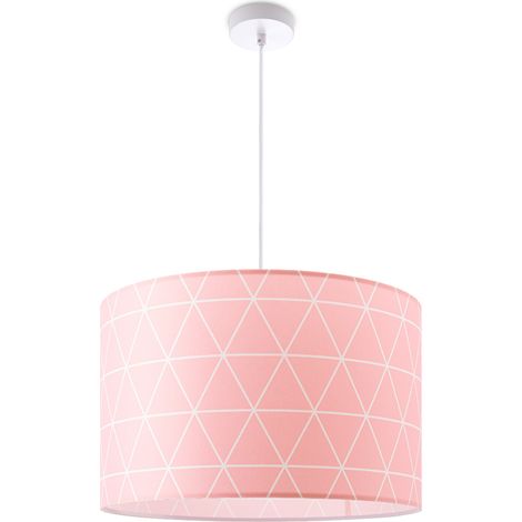 Paco Home Plafonnier Suspension Salon Chambre Lampe Suspendue Scandinave Losanges E27 Rose (Ø38cm),  Lampe à suspension - Blanc