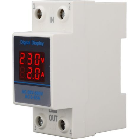 Voltage Current Meter Din Rail Double Display Display Monitor Single Phase Household with Transformer AC50‑500V 0‑63A (1/4)
